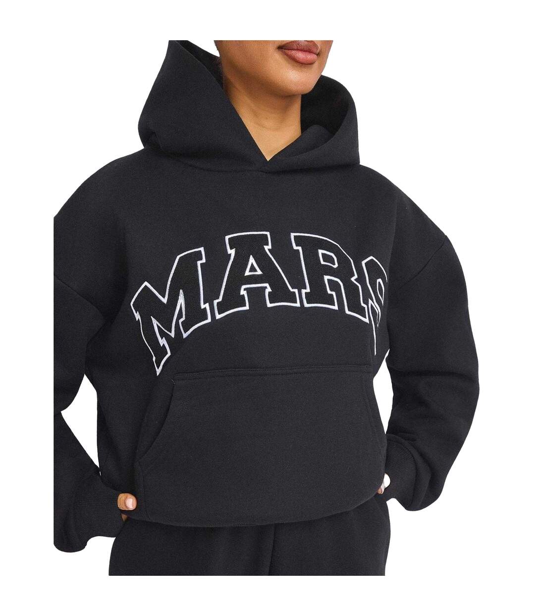 Womens/ladies Logo Relaxed Fit Varsity Hoodie Black Mars The Label-4