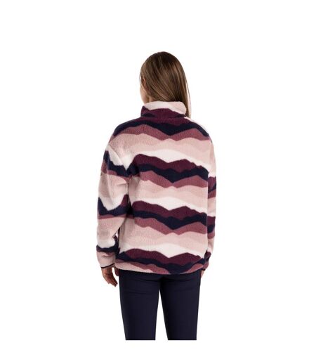 Womens/ladies Ovie Mountain At200 Half Zip Fleece Top Pink Purple White Trespass