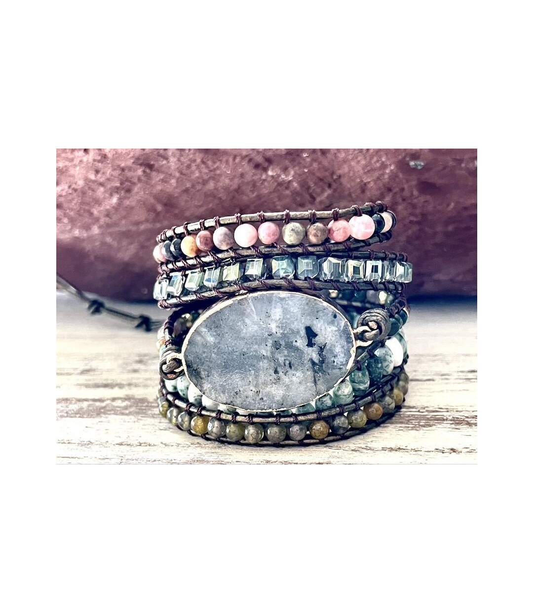 Bracelet paix labradorite et rhodonite-2