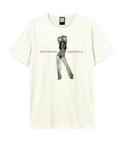 T-shirt stripped adulte blanc Amplified