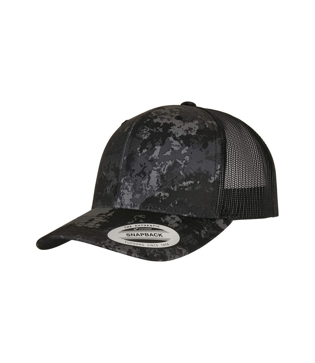 Unisex adult veil camo trucker cap poseidon black Flexfit-1