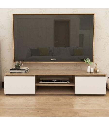Meuble TV - Jack - Chêne et Blanc - 120 x 36 x 40 cm