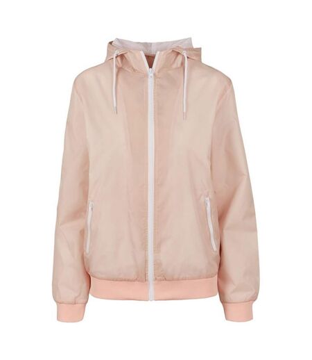 Veste windrunner femme rose clair / blanc Build Your Brand