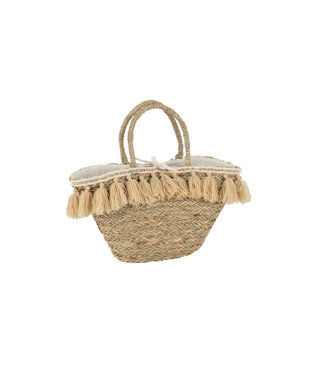 Sac de Plage Pompons 50cm Naturel & Beige-1