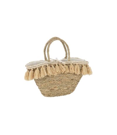 Sac de Plage Pompons 50cm Naturel & Beige