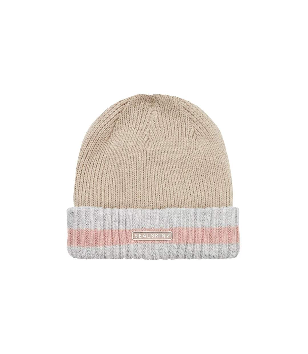 Mens & Ladies Waterproof Cold Weather Striped Roll Cuff Beanie Hat-1