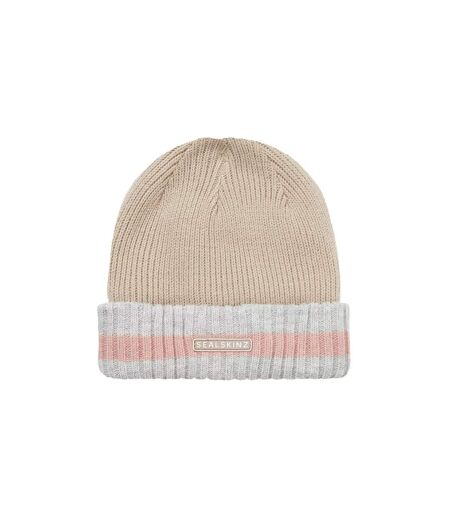 Mens & Ladies Waterproof Cold Weather Striped Roll Cuff Beanie Hat