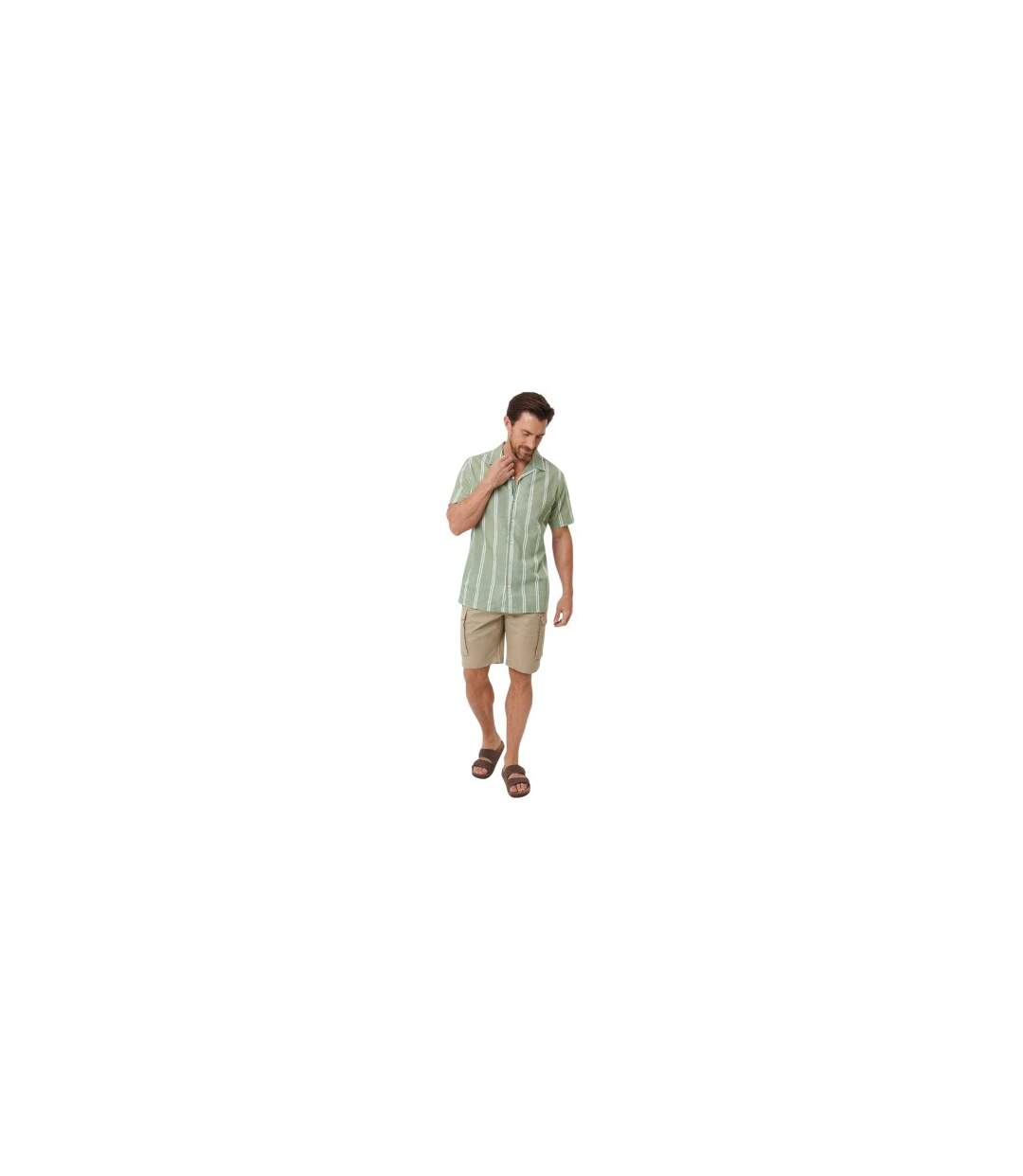 Chemise Décontracté Motif/style À Rayures Homme Kaki Saltwell-1