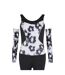 Combinaison De Ski Motif/style Floral Abstrait Femme Blanc Head-3