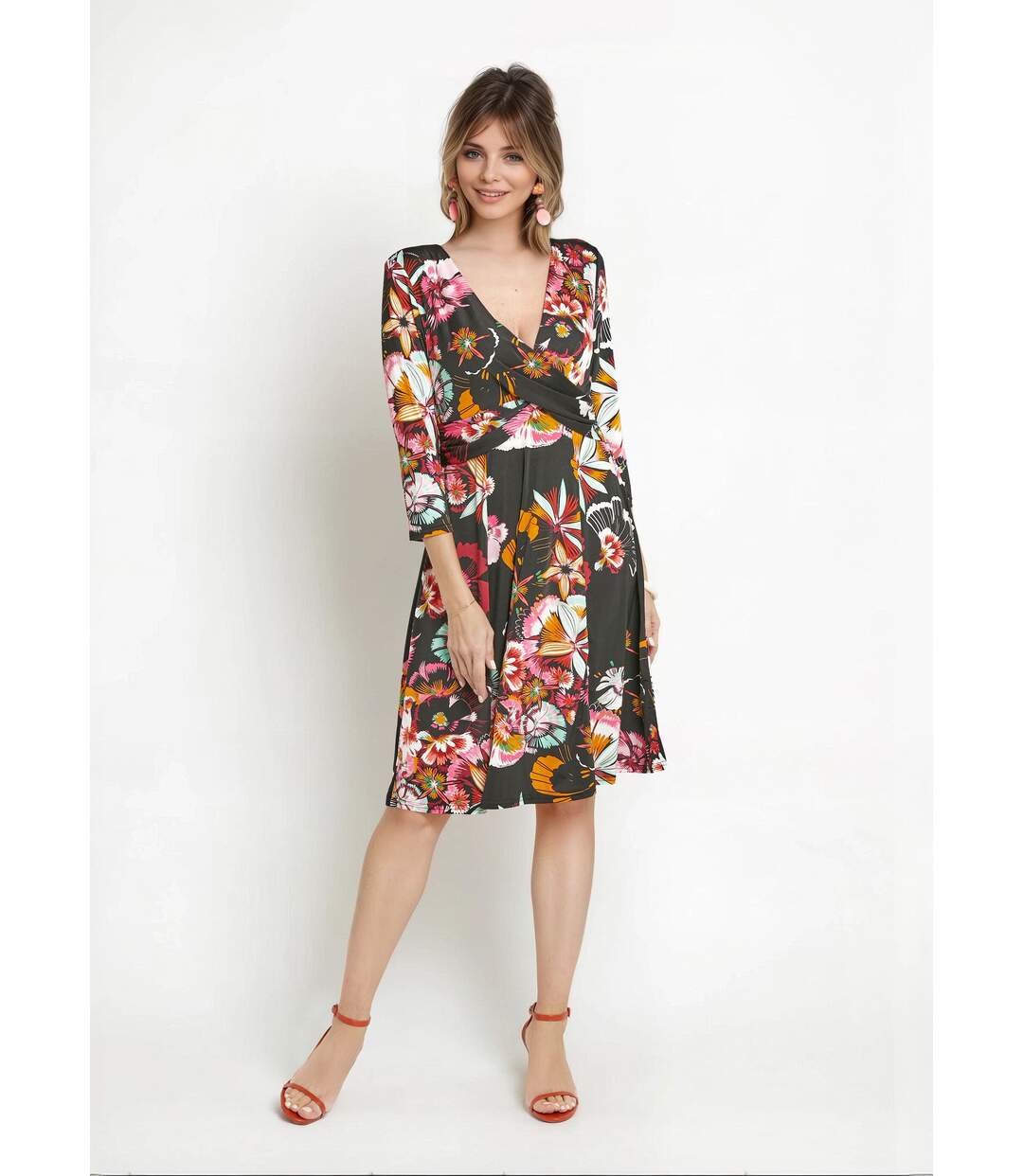 Robe cache-c¿ur motif fleuri japonisant-1