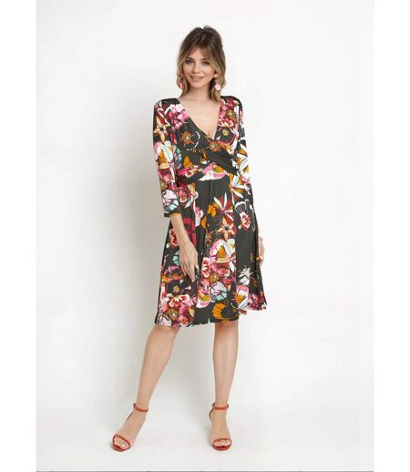 Robe cache-c¿ur motif fleuri japonisant