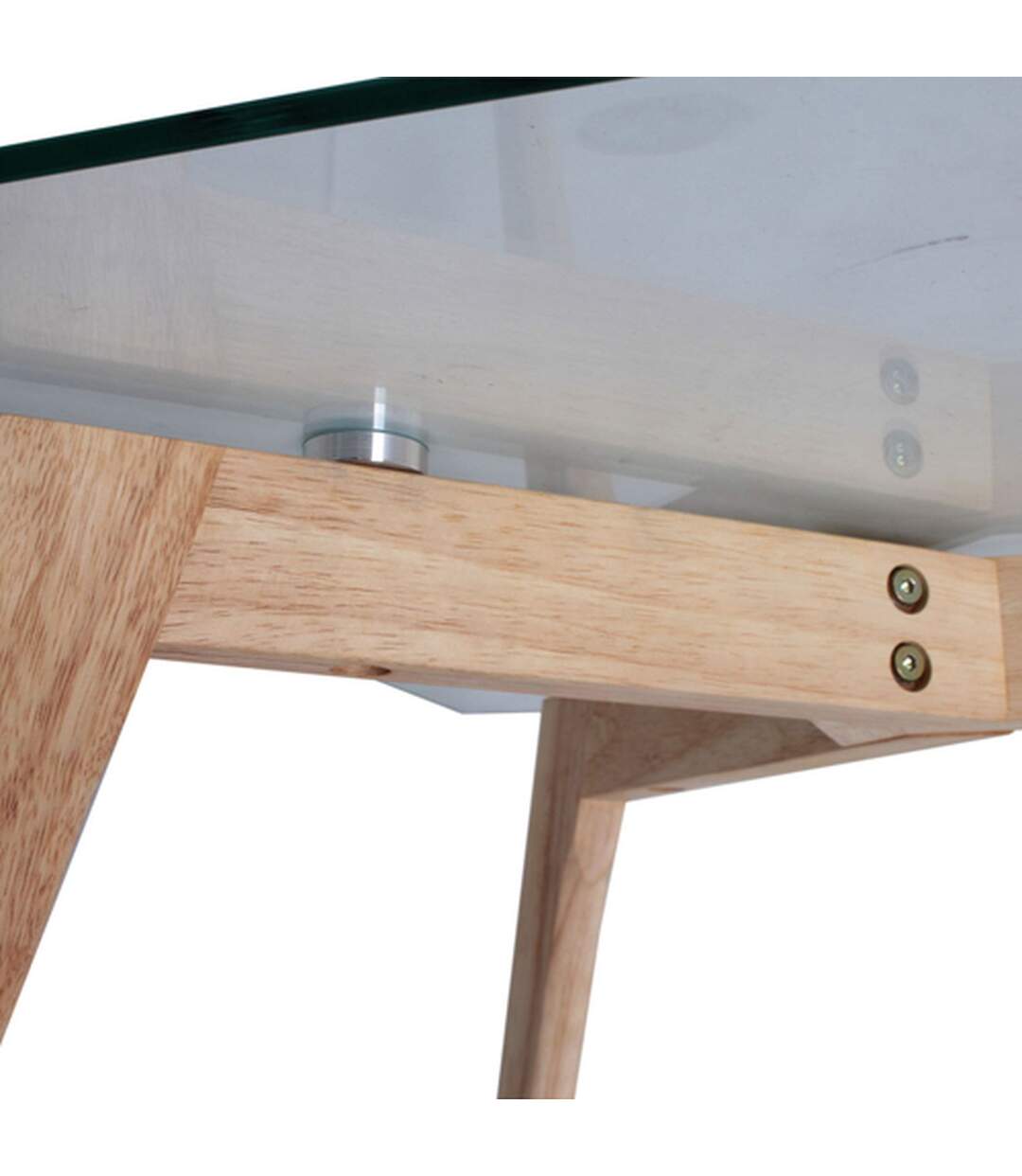 Table basse rectangulaire design bois et verre Alexia - L. 110 x H. 45 cm - Beige-3