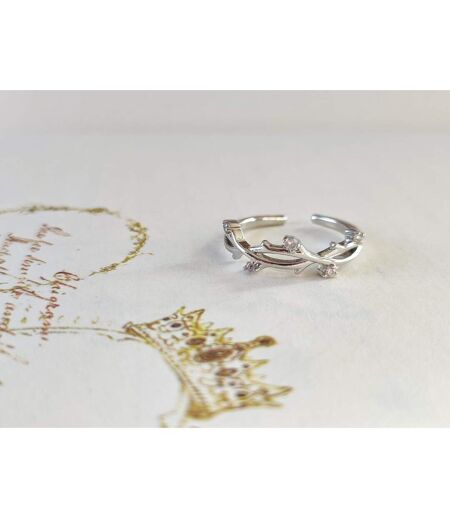 Silver Adjustable Delicate Dainty Zircon Leaf Ring