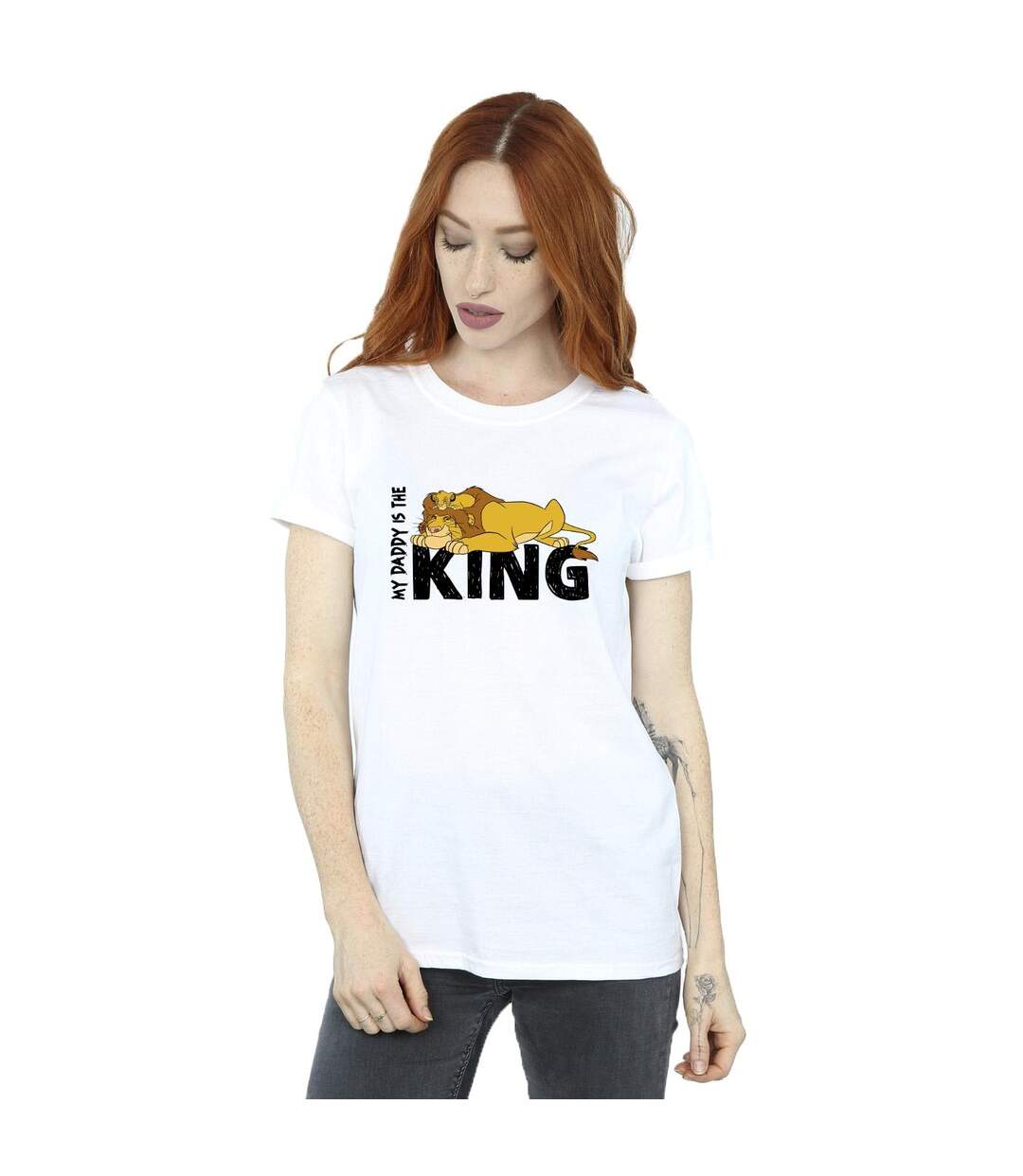 Disney Womens/Ladies The Lion King Daddy Is King Cotton Boyfriend T-Shirt (Blanc) - UTBI29519-2
