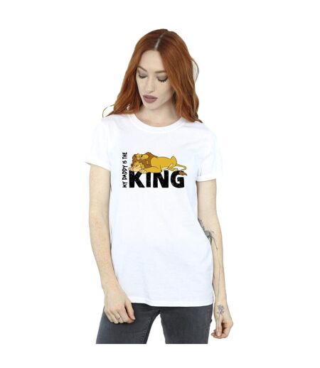 Disney Womens/Ladies The Lion King Daddy Is King Cotton Boyfriend T-Shirt (Blanc) - UTBI29519