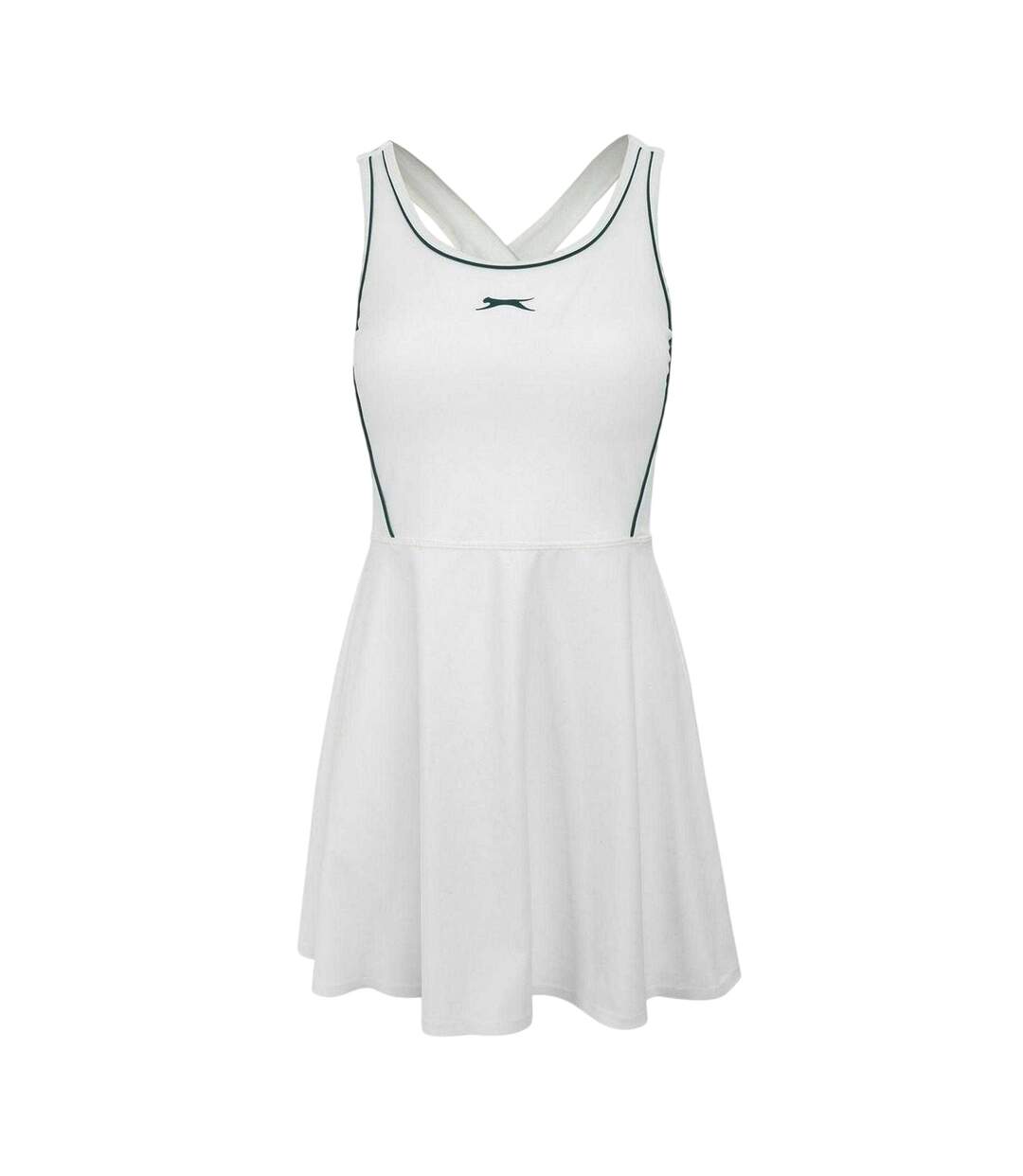 Robe T-shirt Motif/style Évasé Femme Blanc Vert Sombre Slazenger-1