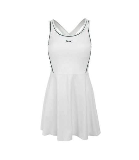 Robe T-shirt Motif/style Évasé Femme Blanc Vert Sombre Slazenger