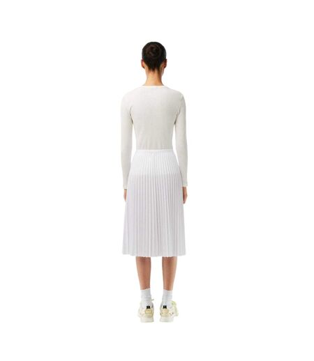 Jupe Mi-longue Motif/style Plissé Femme Blanc Lacoste