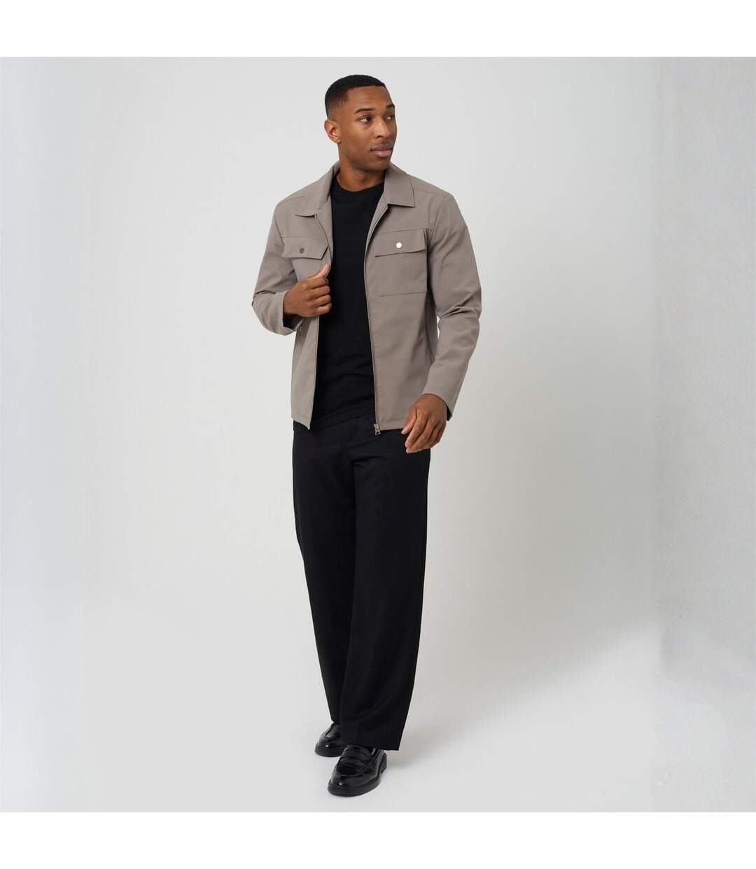 Mens Overshirt Taupe Brave Soul-4