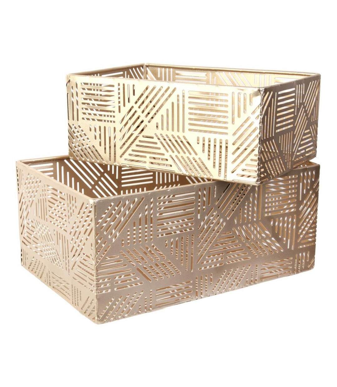 Paniers de rangement en métal ajouré doré (Lot de 2) 21 et 25 cm-2
