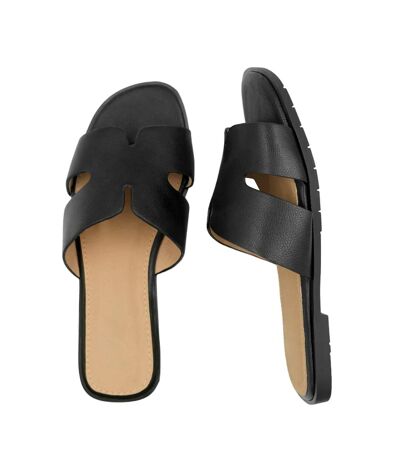 Womens/ladies Mae Instep Strap Wide Sandals Black Where´s That From