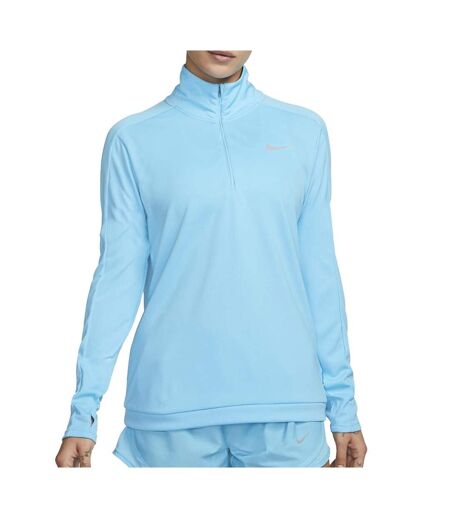 Pull  1/4 de zip Bleu Femme Nike Pacer - L