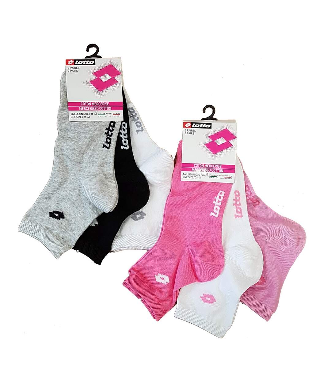 Chaussettes Femme LOTTO Socquettes Pack de 6 Paires Coton Mercerisé-2