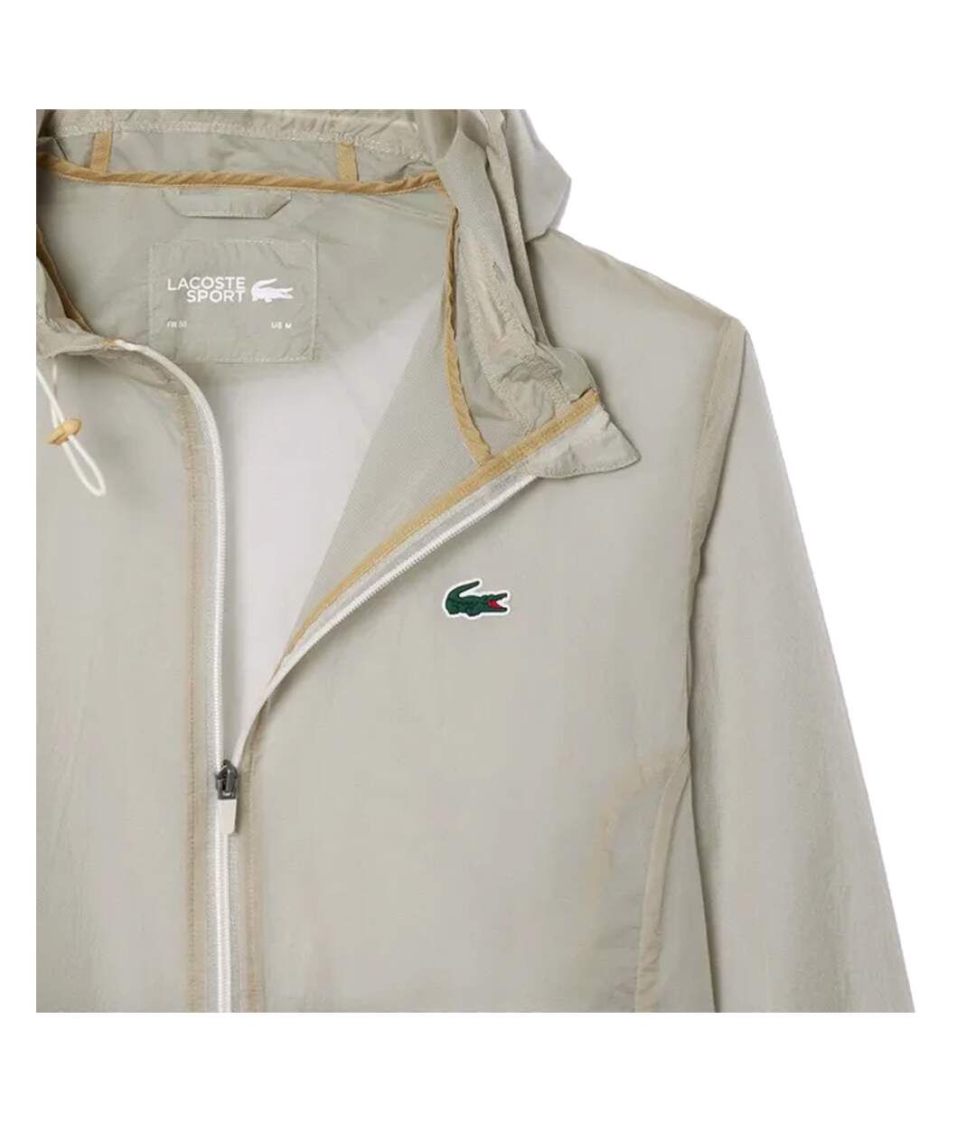 Mens Lightweight Water Repellent Sport Jacket Cream Lacoste-2