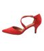 Womens/ladies Faux Suede Crossover Strap Low Kitten Heel Sandals Red Where´s That From-3