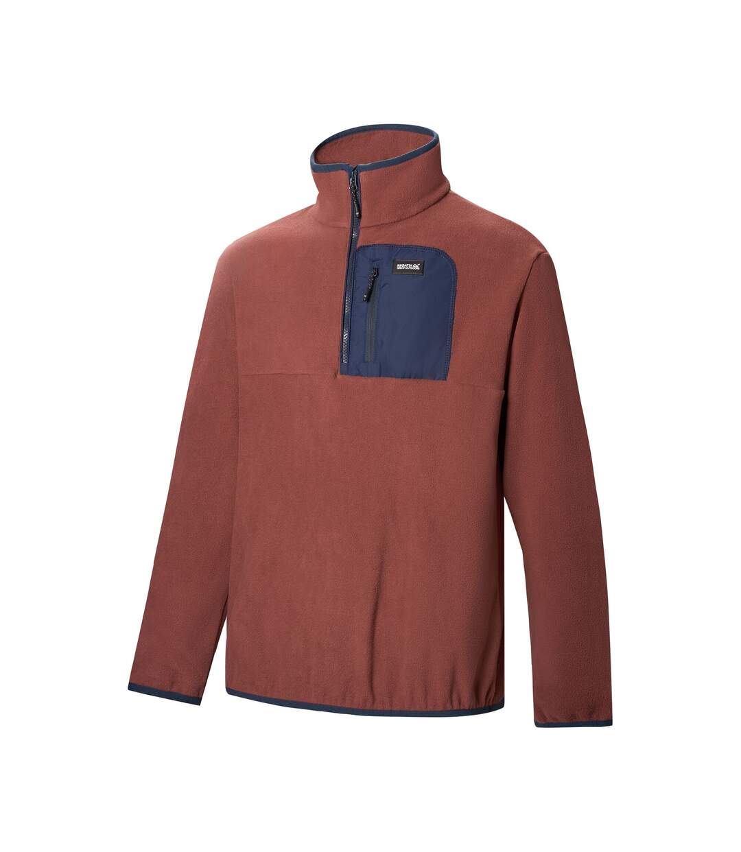 Haut Polaire À Col Montant Zippé Motif/style Panneau Contrasté Frankie Homme Marron Rouge Bleu Marine Regatta-4