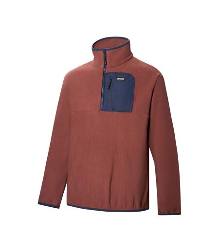 Haut Polaire À Col Montant Zippé Motif/style Panneau Contrasté Frankie Homme Marron Rouge Bleu Marine Regatta