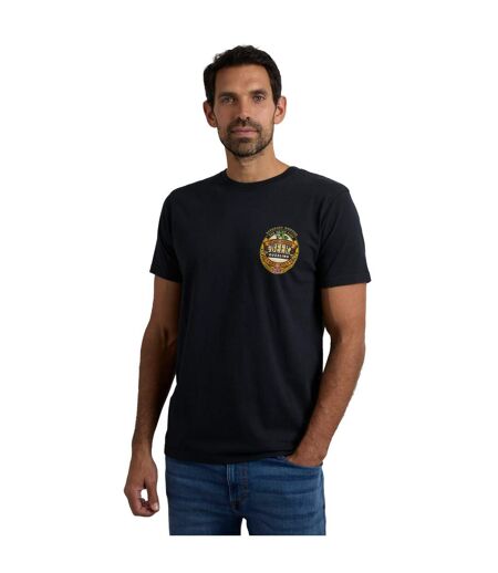 Mens beer guzzling back print t-shirt black Weird Fish
