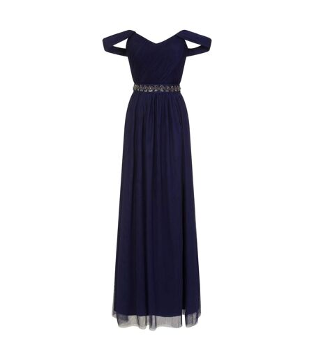 Little Mistress Womens/Ladies Navy Jewel Waist Maxi Dress (Navy) - UTLM920