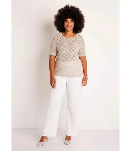 Pull fin court ajouré manches courtes