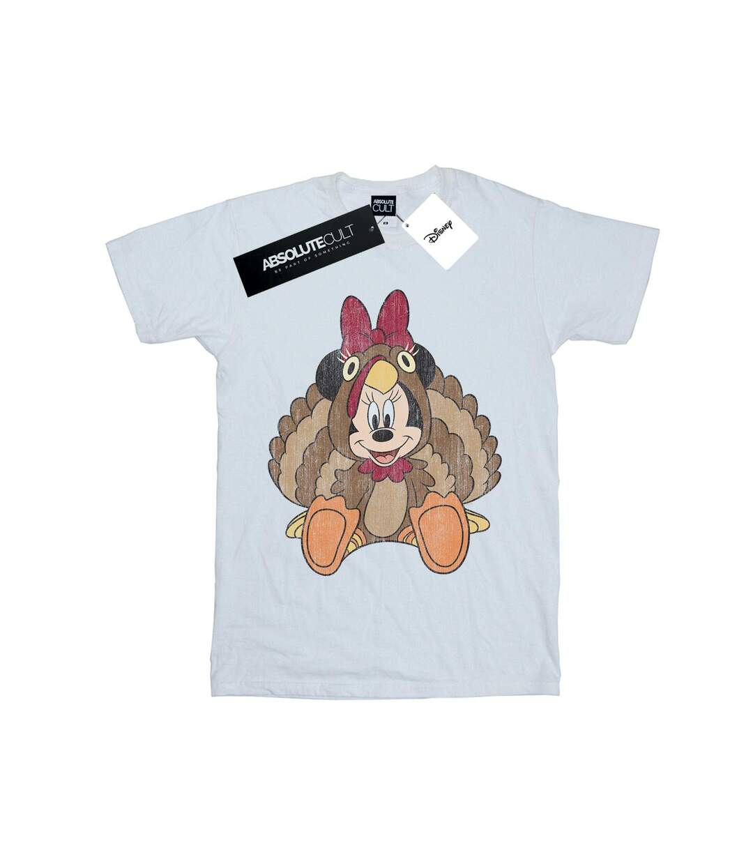Disney Femme/Les femmes Minnie Mouse Thanksgiving Turkey Costume Cotton Boyfriend T-Shirt (Blanc) - UTBI37562-1