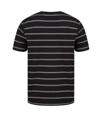 Front Row Unisex Adult Striped T-Shirt (Black/Khaki)