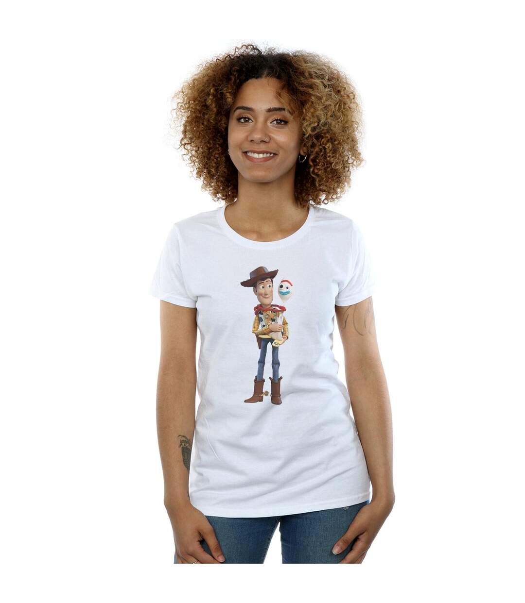 Disney T-shirt en coton Womens/Ladies Toy Story 4 Woody And Forky (Blanc) - UTBI44314-2