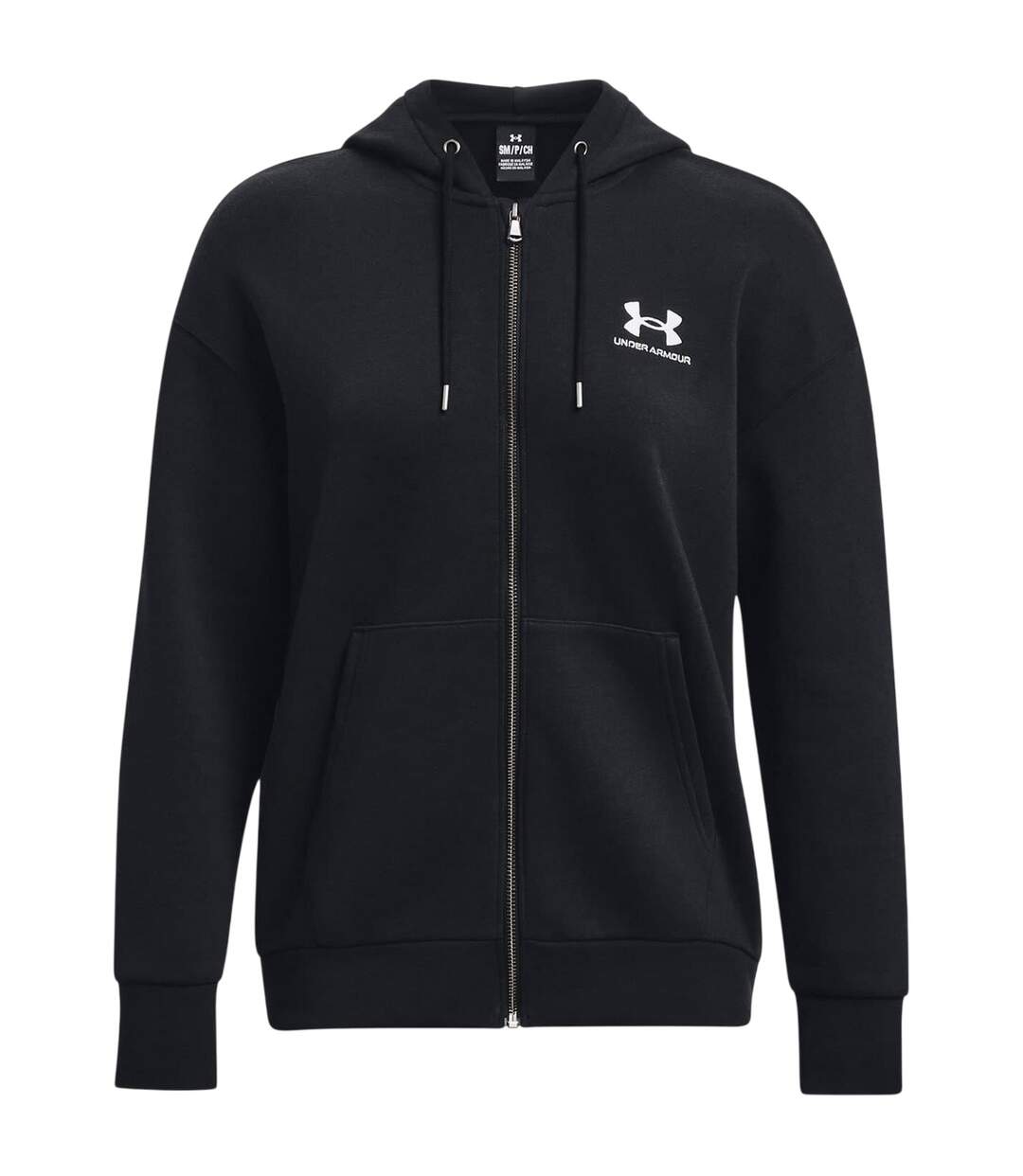 Womens/ladies Essential Drop Sleeve Full Zip Hoodie Black Under Armour-2
