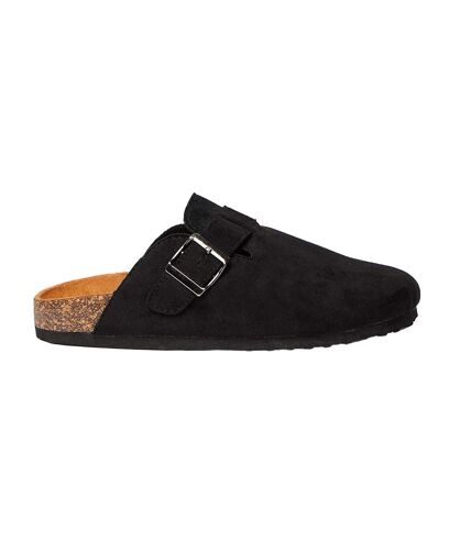 Womens/ladies habba cork-effect closed toe mules black Faith