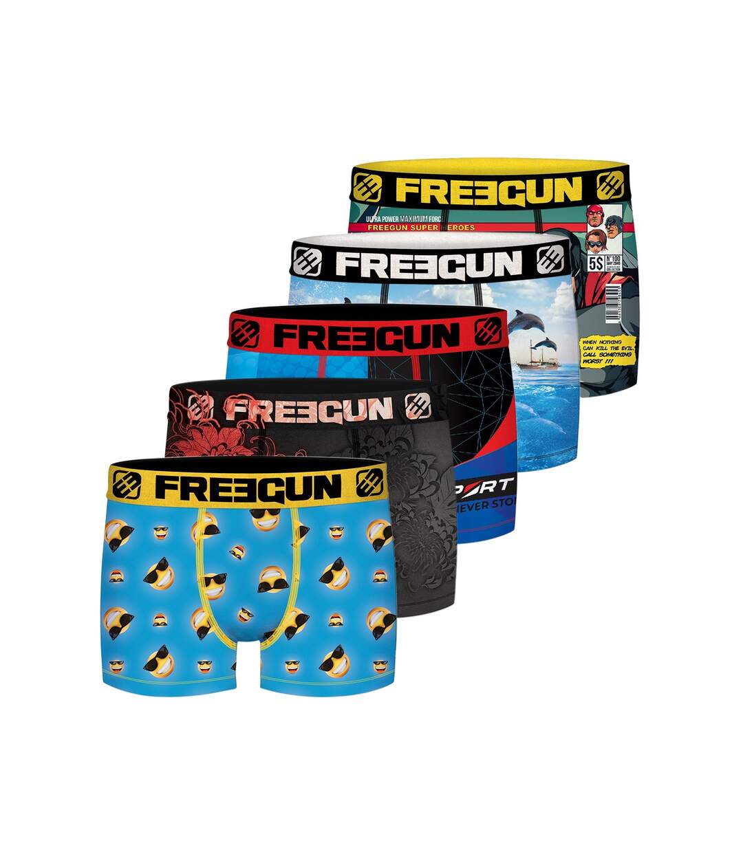 Pack Surprise de 5 Boxers microfibre homme Freegun