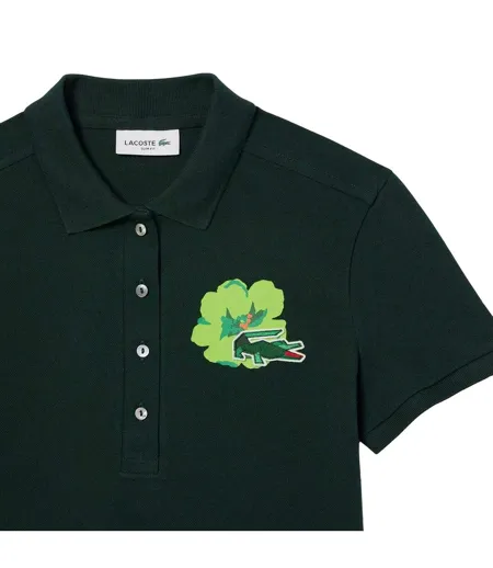 Womens/ladies L.12.d Mini Pique Stretch Slim Polo Shirt Green Lacoste
