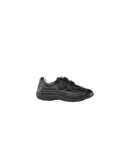 Chaussures Extra Larges En Cuir Et À Sangles À Scratch Femme Noir Boulevard