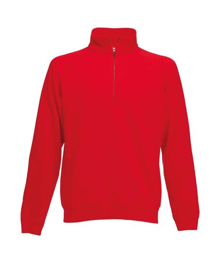 Mens classic 80/20 zip neck sweatshirt red Fruit of the Loom