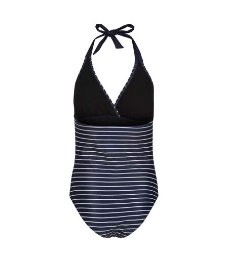 Womens/ladies flavia ii striped one piece swimsuit navy/white Regatta