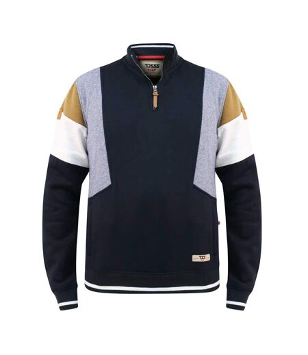 Mens D555 Kenington Colour Block Zip Neck Kingsize Sweatshirt Navy Duke