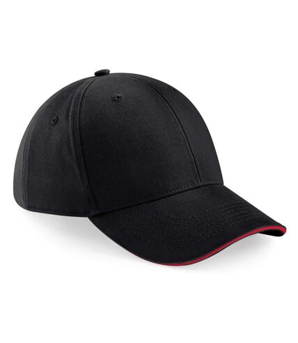 Beechfield® Adults Unisex Athleisure Cotton Baseball Cap (Black/Classic Red)