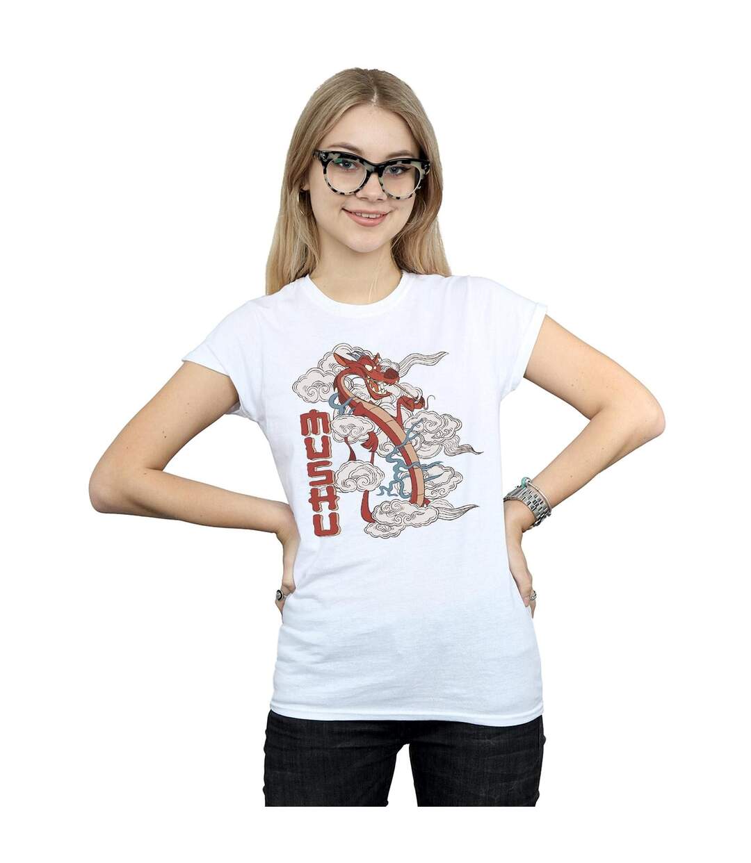 Disney Femme/Les femmes Mulan Mushu Dragon Cotton T-Shirt (Blanc) - UTBI48044-2