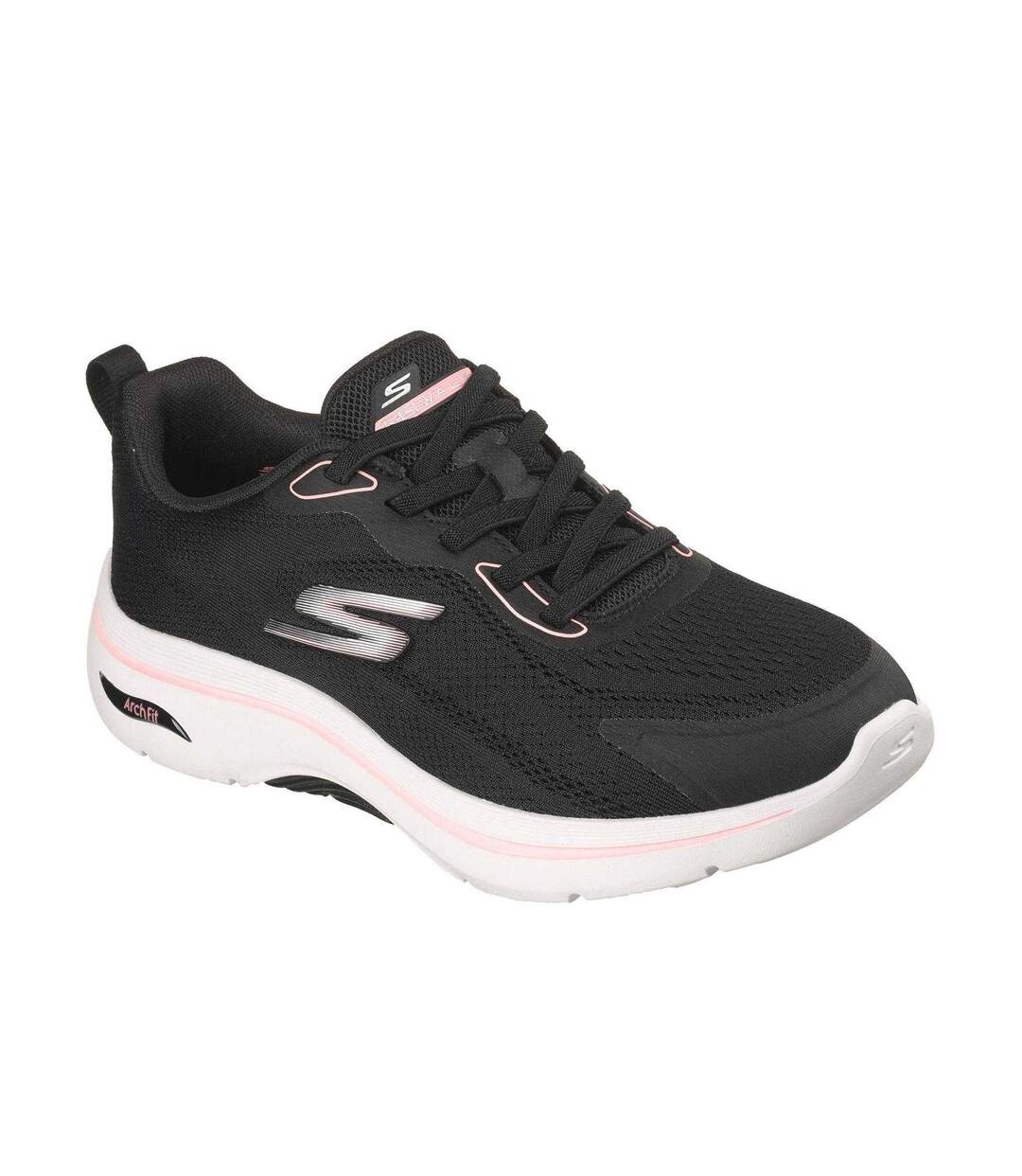 Womens/ladies Go Walk Arch Fit Trainers Black Pink Skechers-1