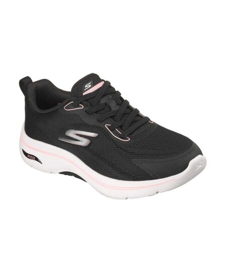 Womens/ladies Go Walk Arch Fit Trainers Black Pink Skechers