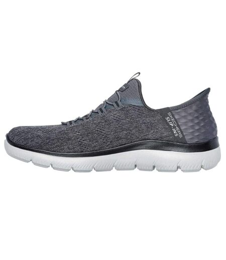 Mens Summits Key Pace Mesh Slip-in Flat Trainers Charcoal Skechers